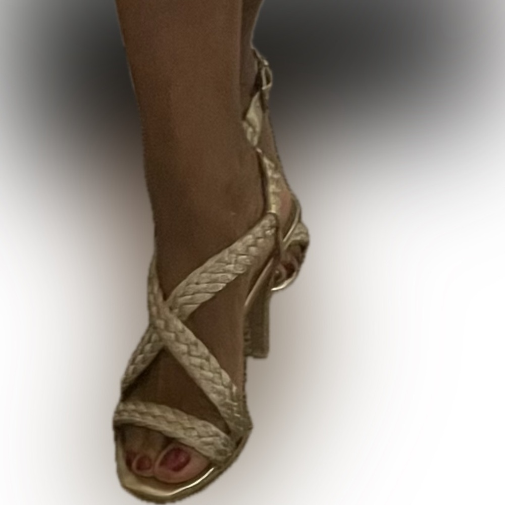 Bakers Gold Braided Heeled Sandals